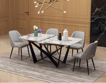 Bàn ăn mặt đá chữ nhật cao cấp MDU 036